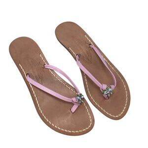 Moda Positano Sandals Pink Leather Italy Rhinestone Butterfly Kitten Heel Sz 8
